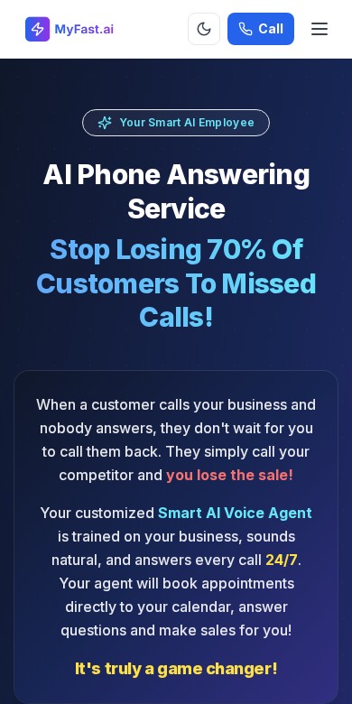 Mobile homepage of AI Phone Agent