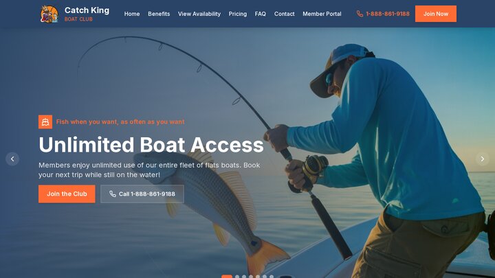 Catch King Boat Club website built by MyFast.ai